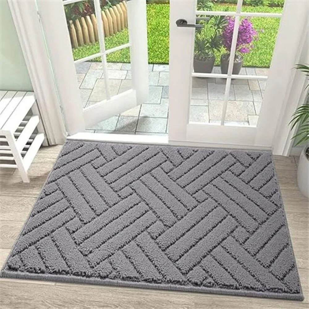 Door Mat Indoor, Non-Slip Rubber Backing Entry Rug & Door Mats, Low-Profile